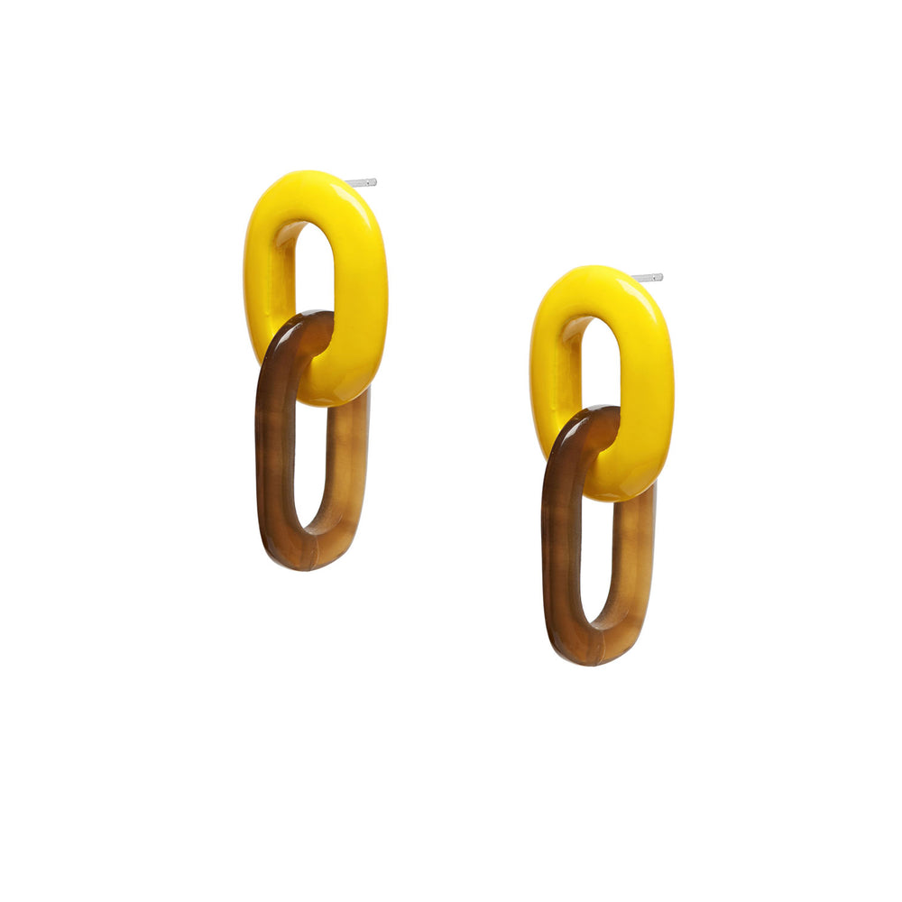 Branch Jewellery - Yellow and brown natural double link earring