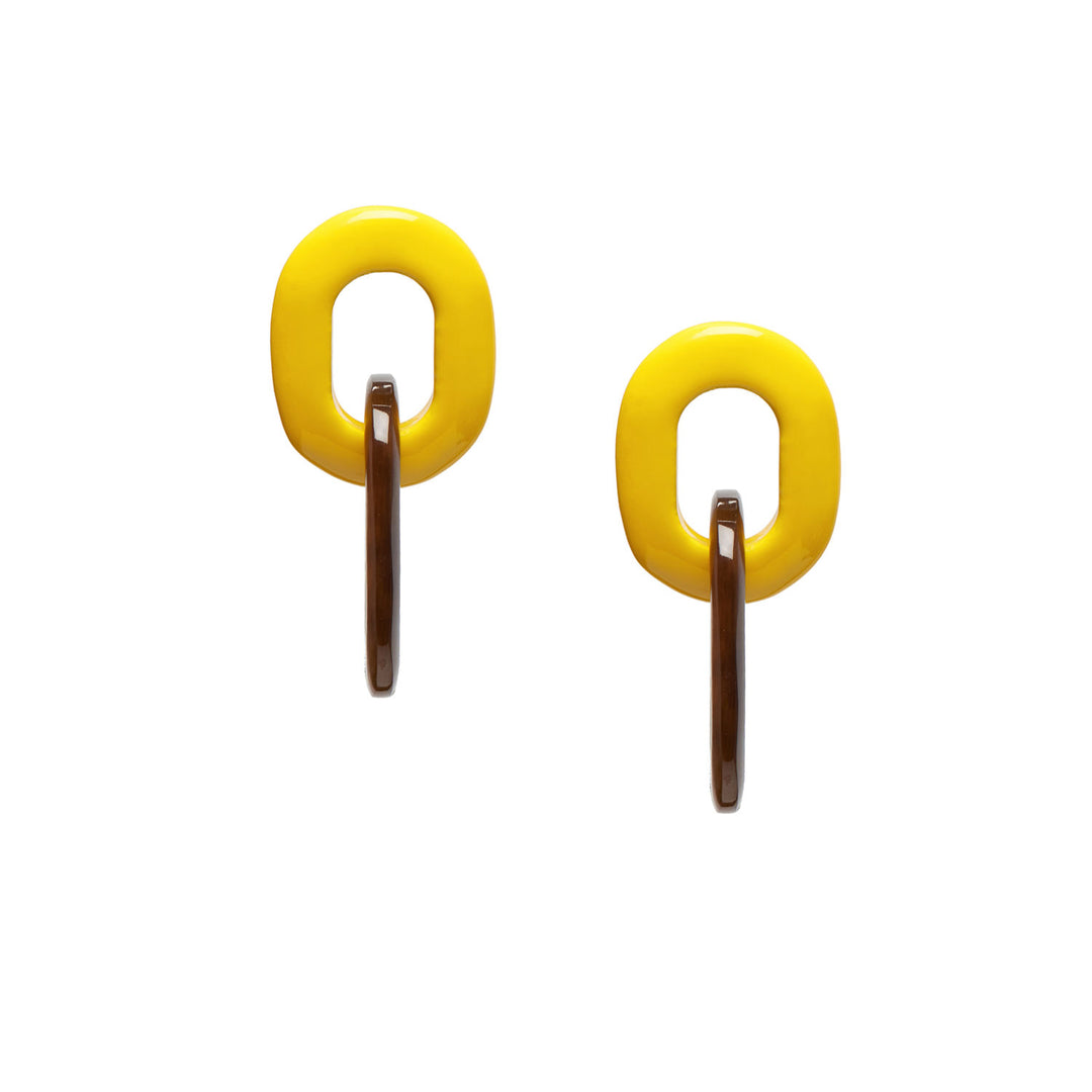 Branch Jewellery - Yellow and brown natural double link earring