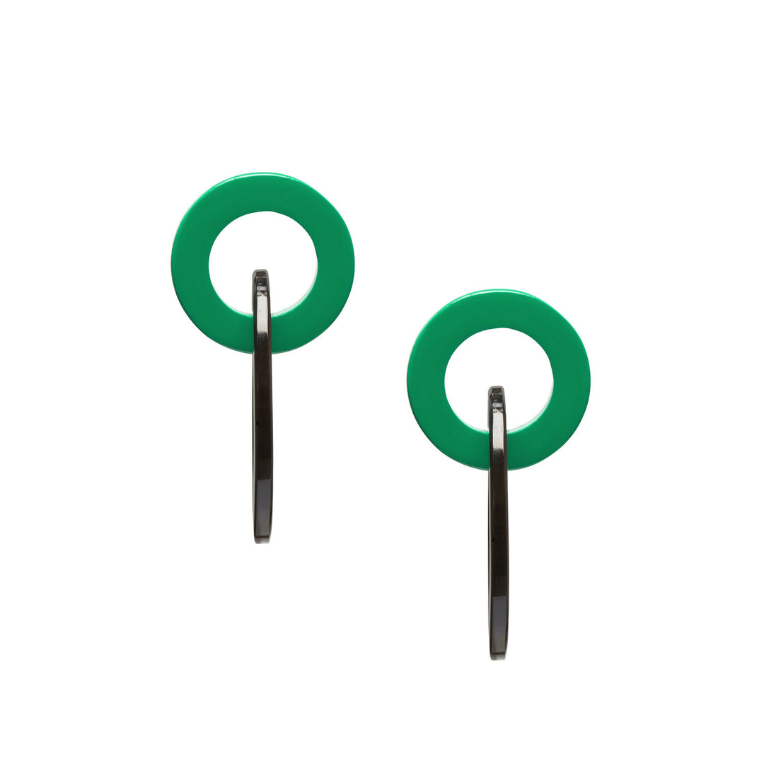 Branch Jewellery - Small green and black link earring