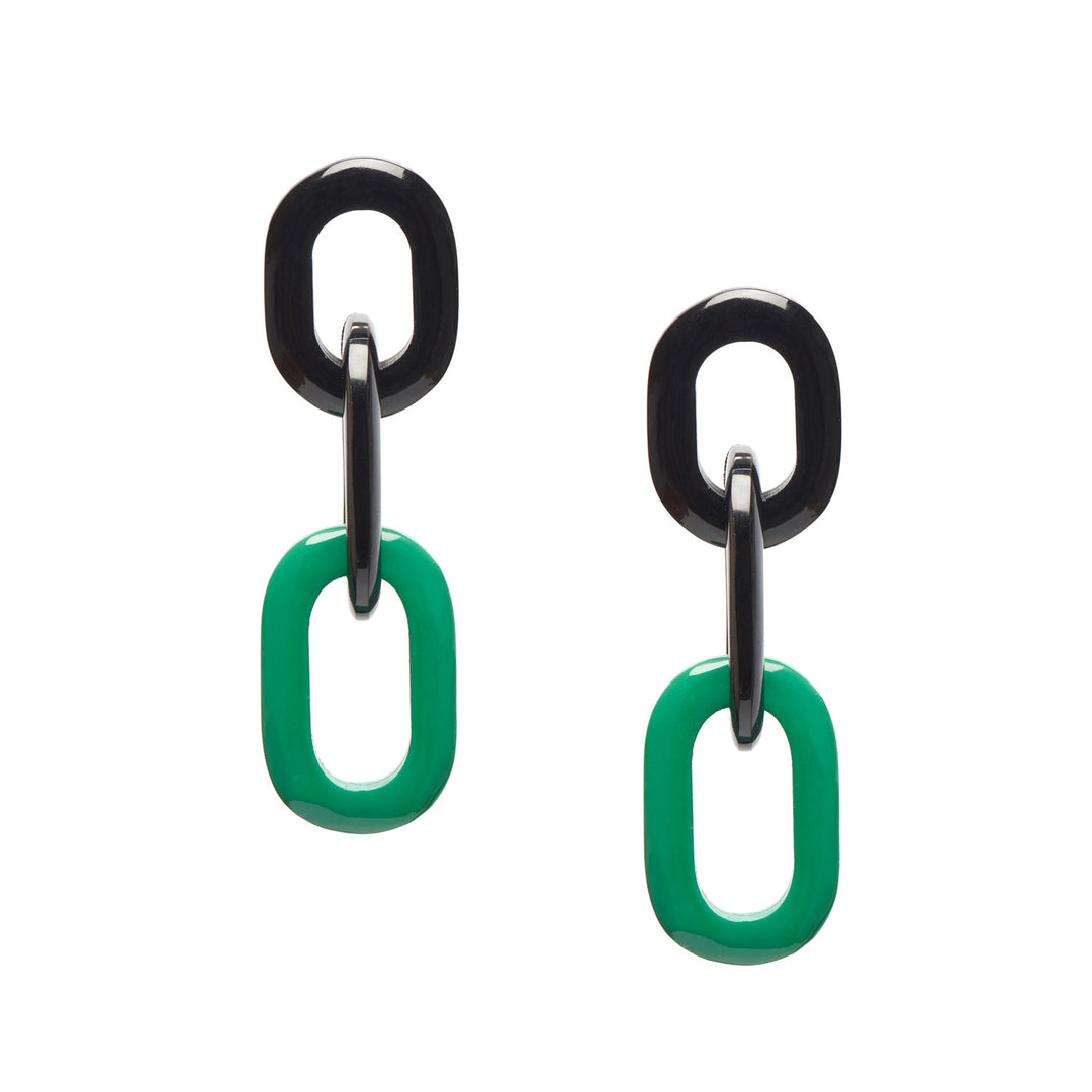 Branch Jewellery - Green & Black triple link earring