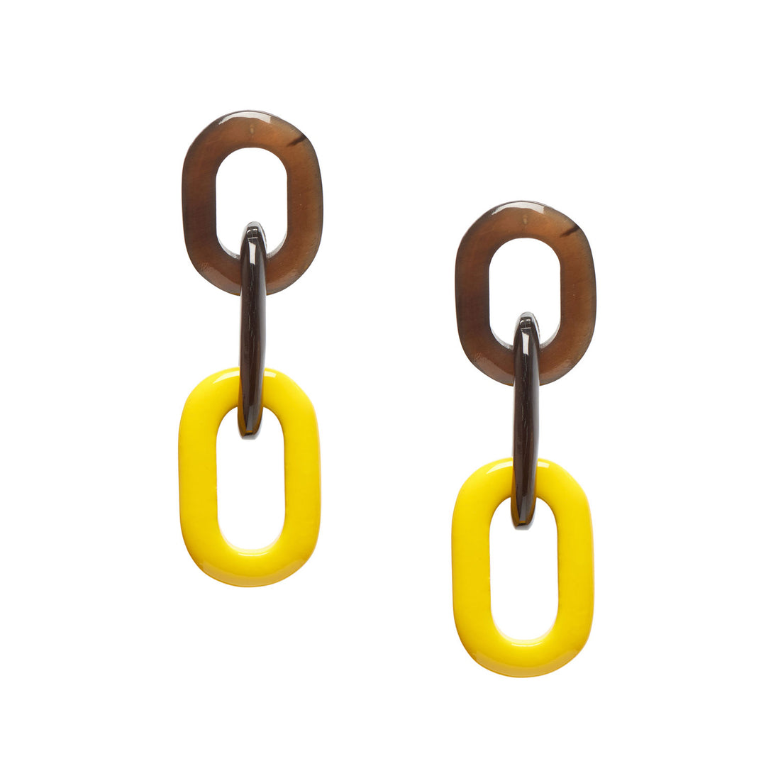 Branch Jewellery - yellow and brown Natural triple link earring