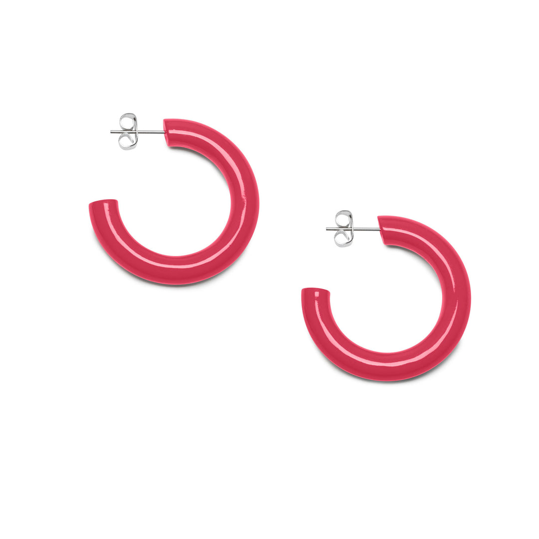 Branch Jewellery Red Lacquered horn rounded hoop earring