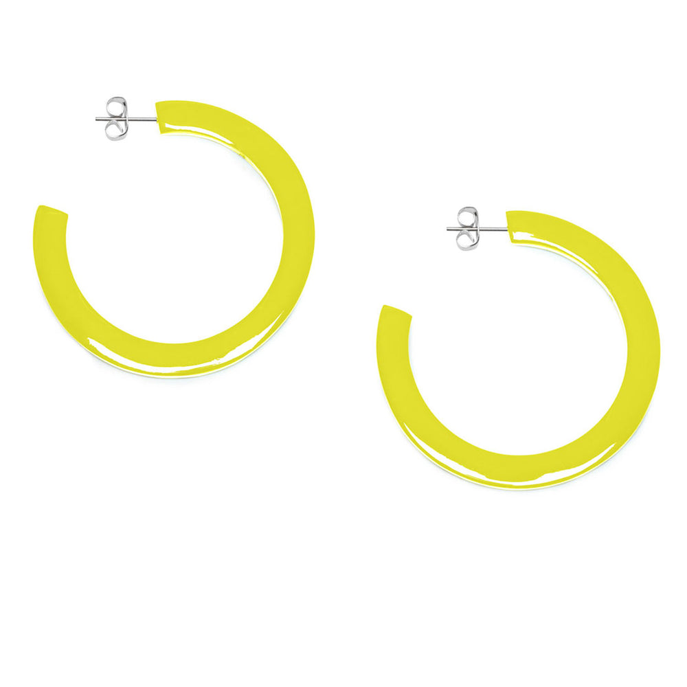 Branch Jewellery - Chartreuse lacquered Classic hoop earring.
