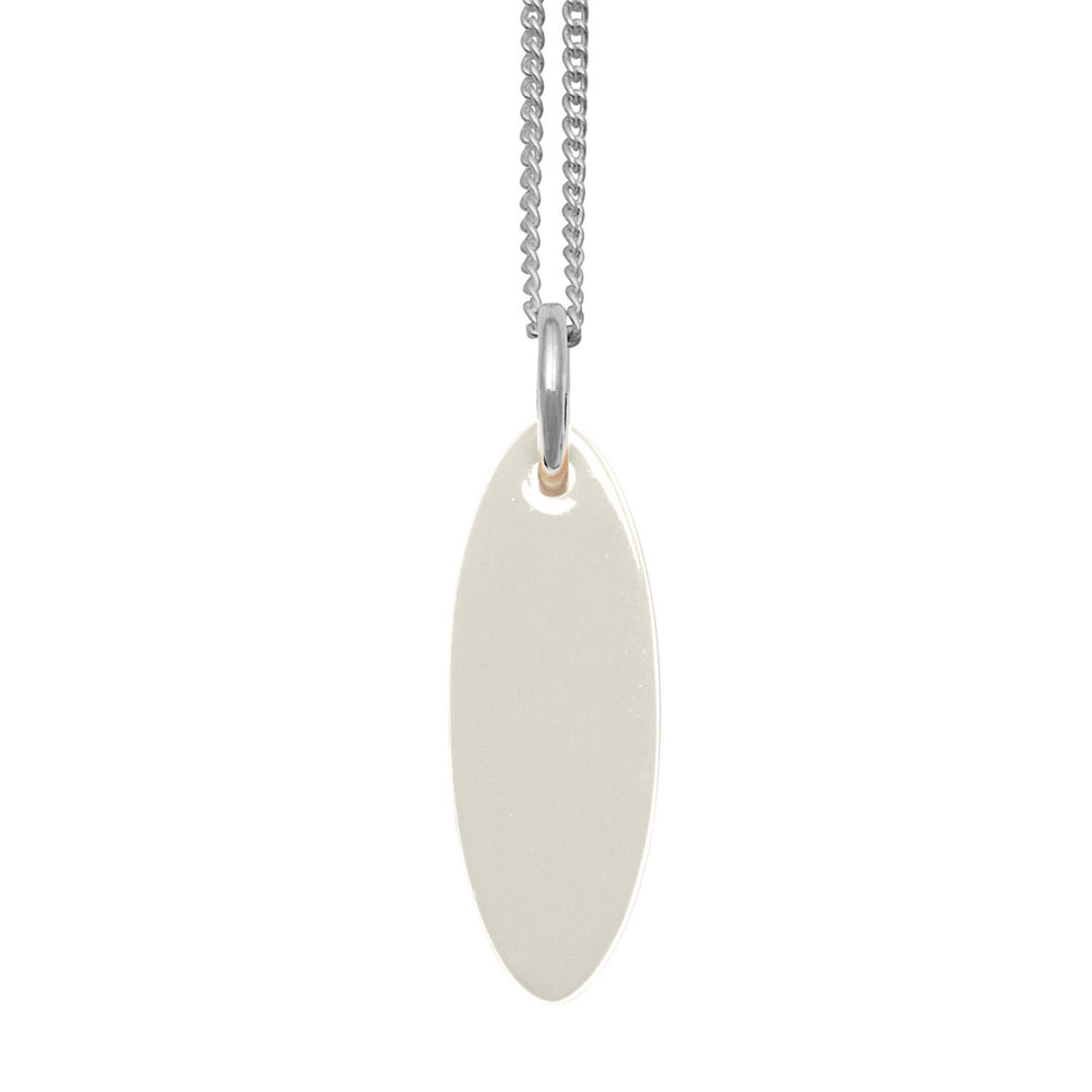 Branch Jewellery Cream and black reversible oval pendant on silver chain