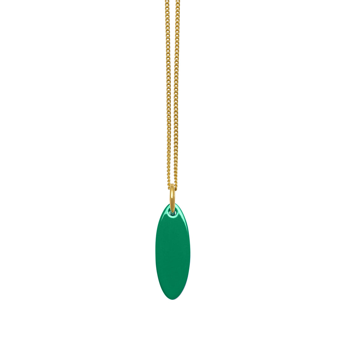 Branch Jewellery - Green and Black reversible oval pendant - Gold