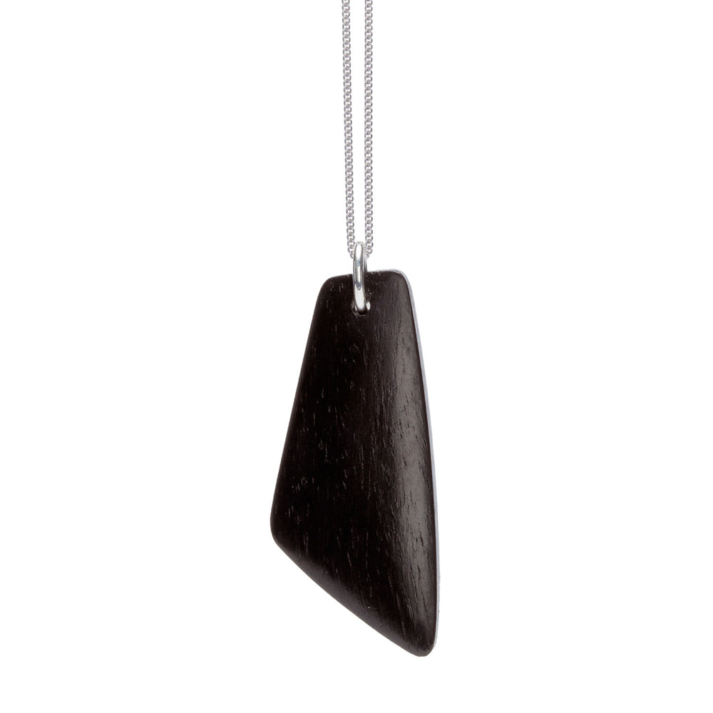 Black wood and silver Trapezium shaped pendant