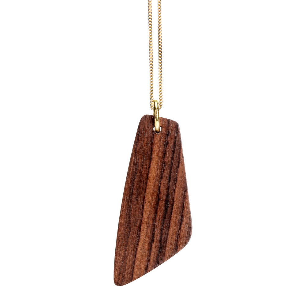 Brown wood and gold Trapezium shaped pendant