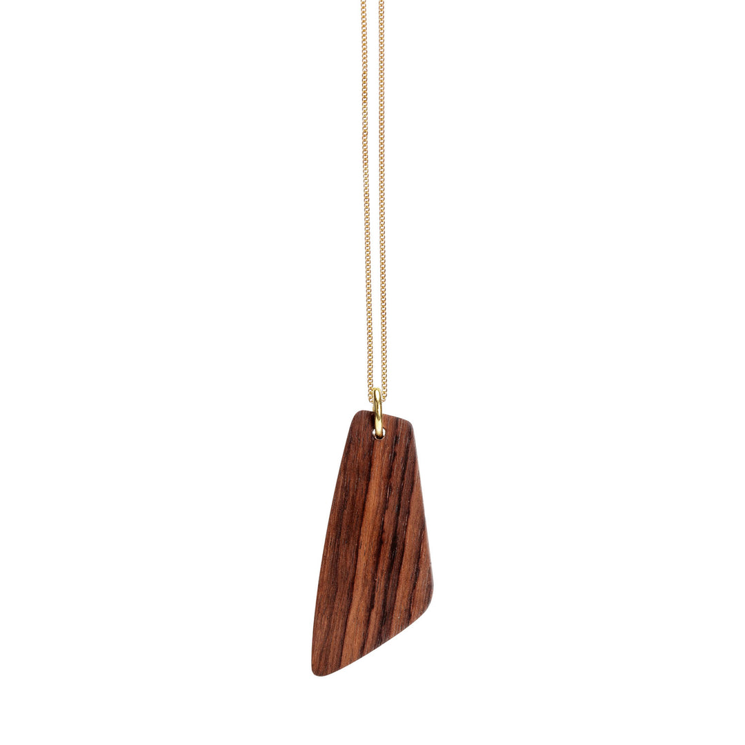 Brown wood and gold Trapezium shaped pendant