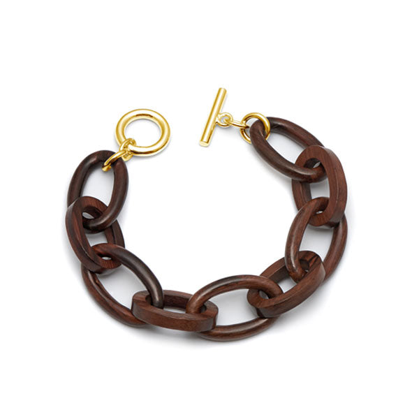 Branch Jewellery - Rosewood oval link bracelet with gold clasp