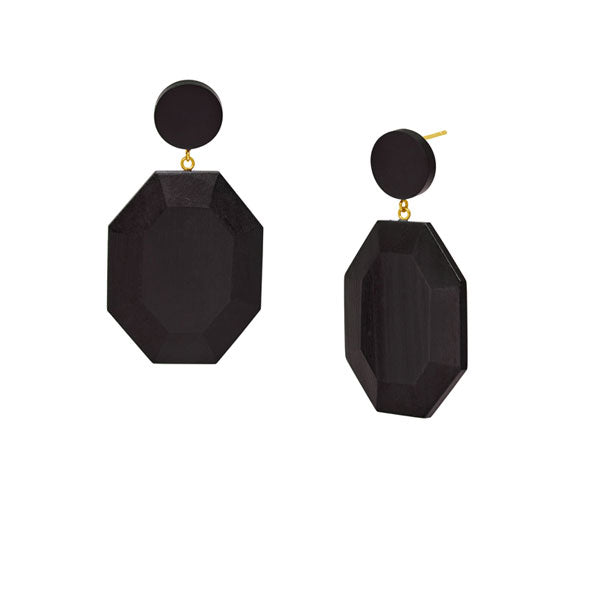 Branch Jewellery - Black wood hexagonal drop earring