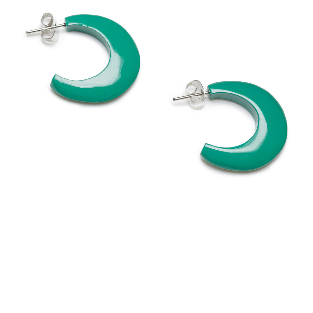 Small emerald green lacquered horn hoops