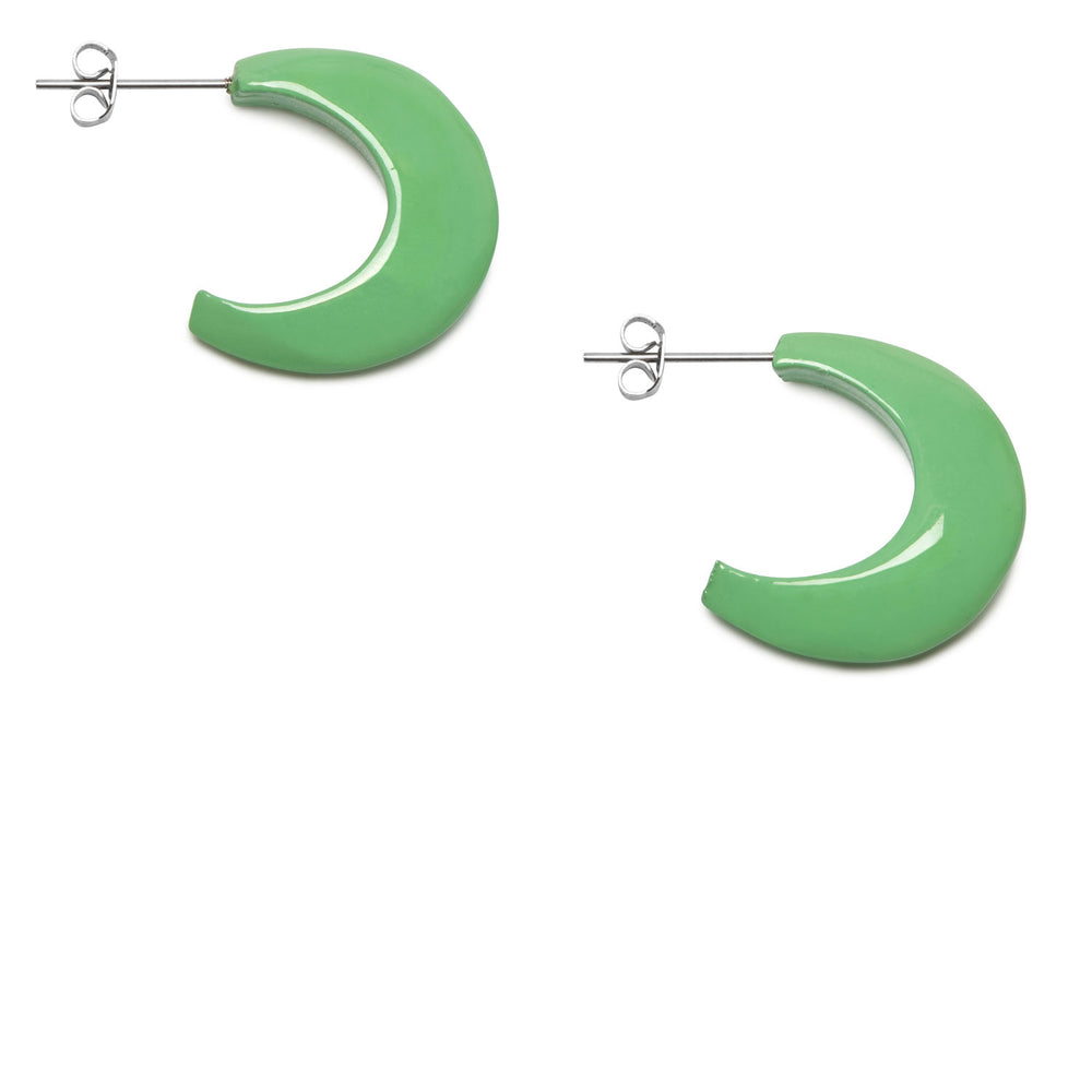 Branch Jewellery - Small mint green lacquered  horn hoop earrings