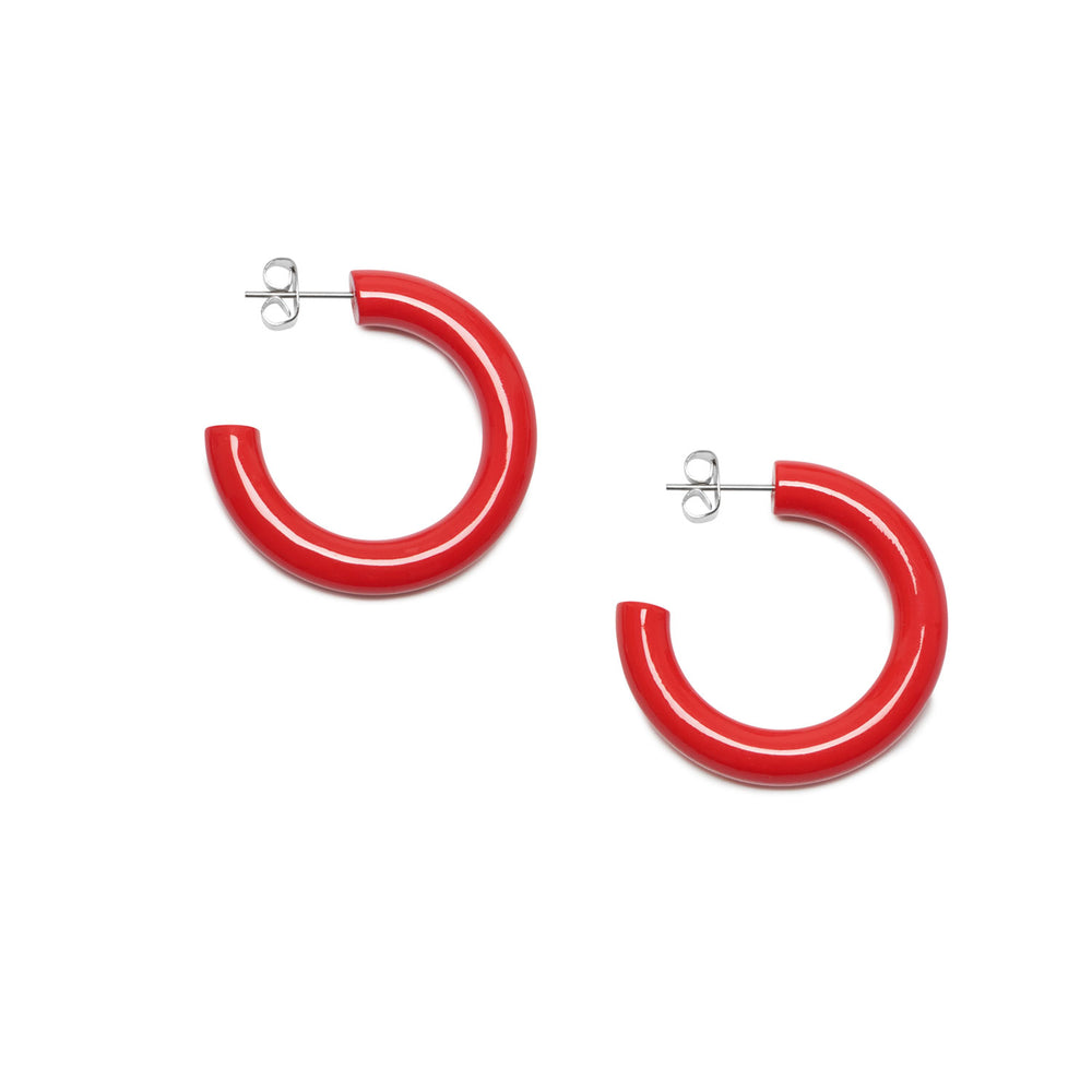 Branch Jewellery - Rounded pink lacquered horn hoop earring