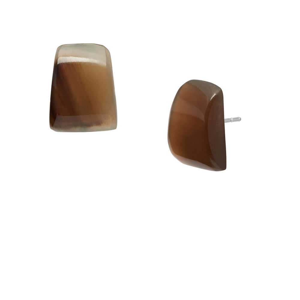 Branch Jewellery - Brown natural horn rounded stud earrings