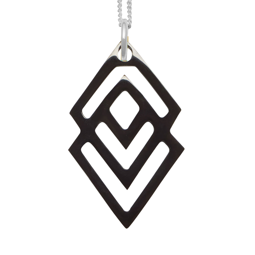 Branch Jewellery - Black and silver geometric shaped pendant