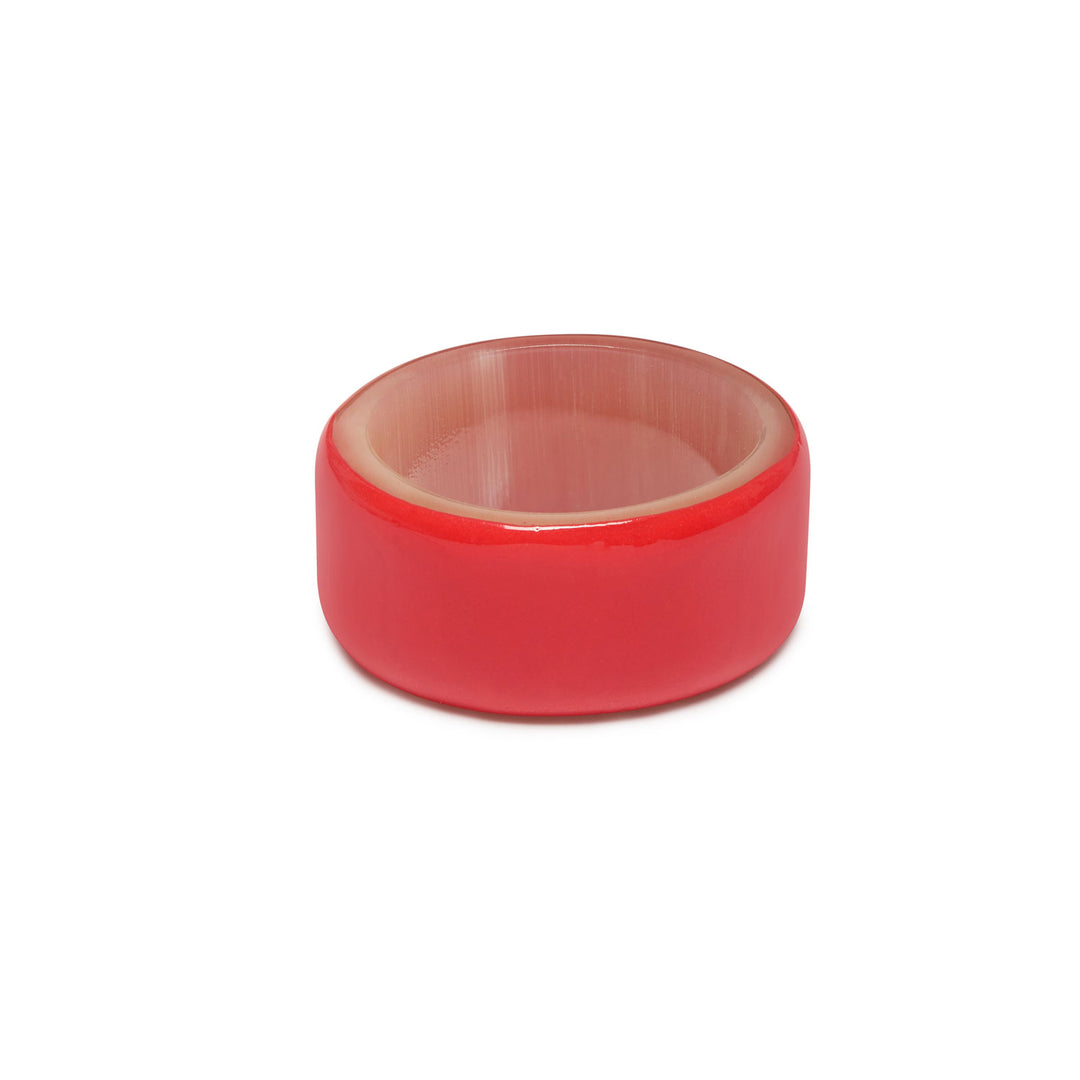 Branch Jewellery - Brown natural and lacquered pink buffalo horn band ring