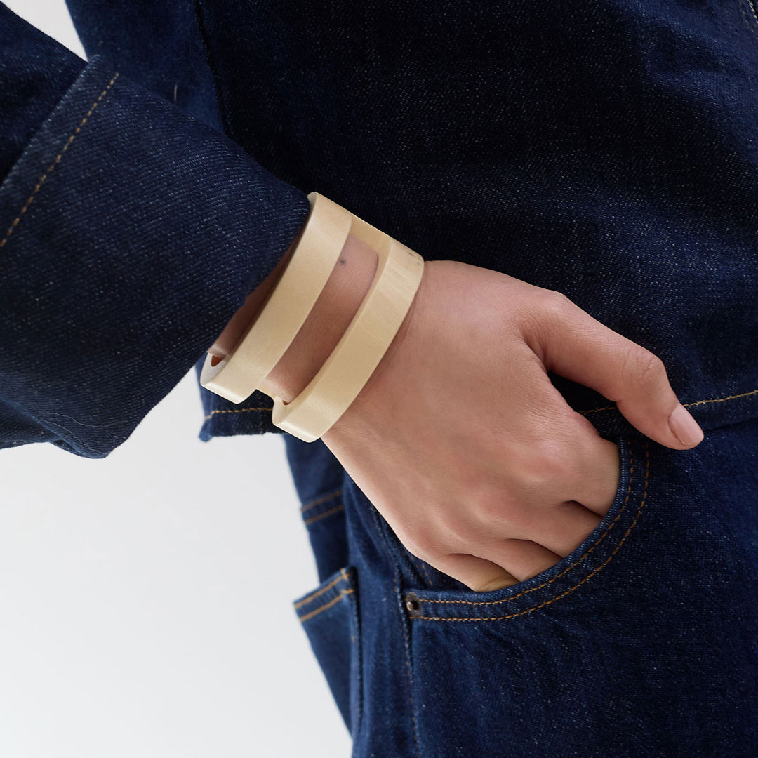 White wood cut out cuff