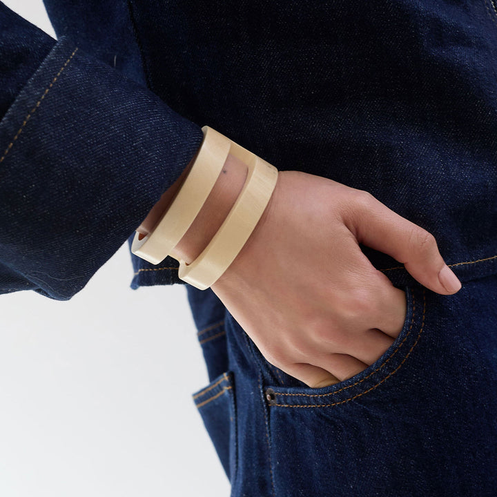 White wood cut out cuff