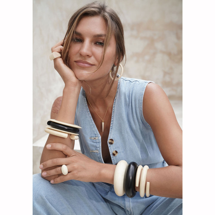 White wood spiral bangle