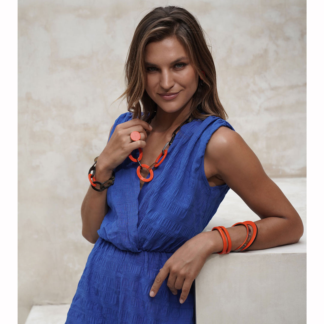 Slim orange lacquered Natural horn Bangle