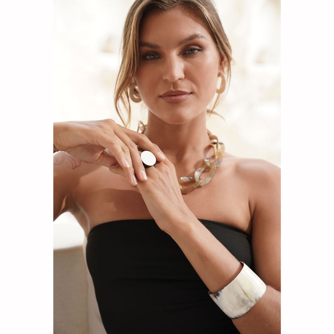 White Natural Wide horn Bangle