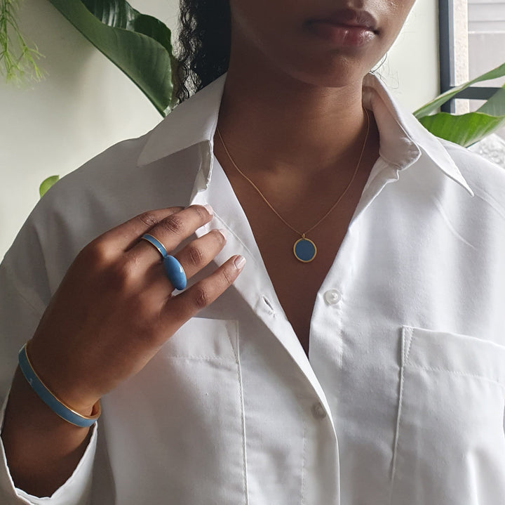 Gold and Blue enamel cuff