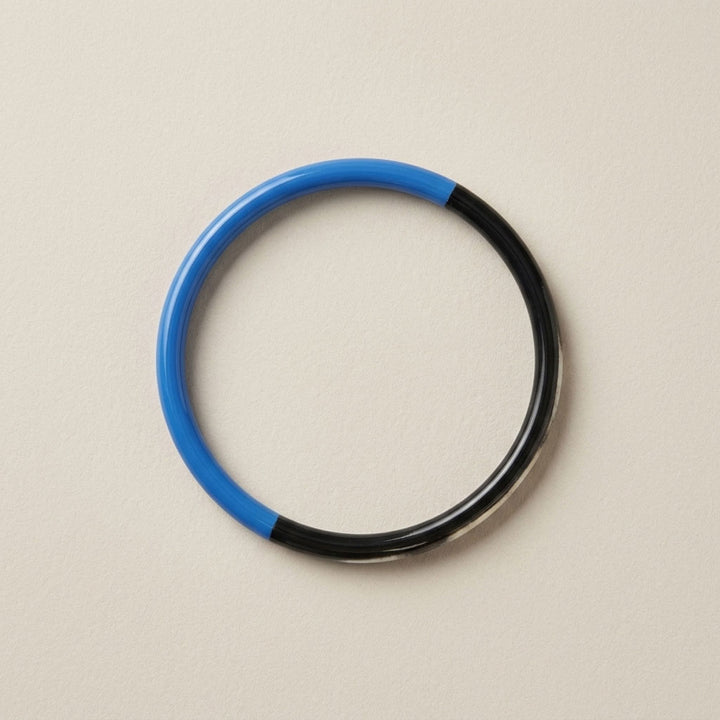 Zuri Set of three Slim blue and Black Natural Horn Bangles