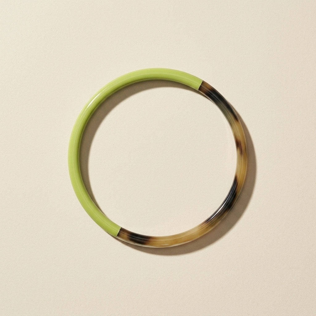 Zuri Lime green and Brown Slim Horn Bangle