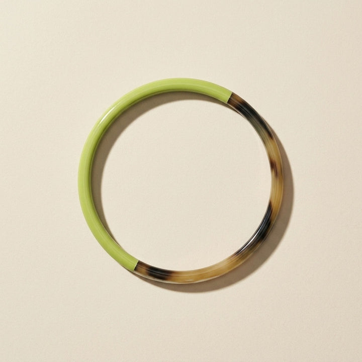 Zuri Lime green and Brown Slim Horn Bangle