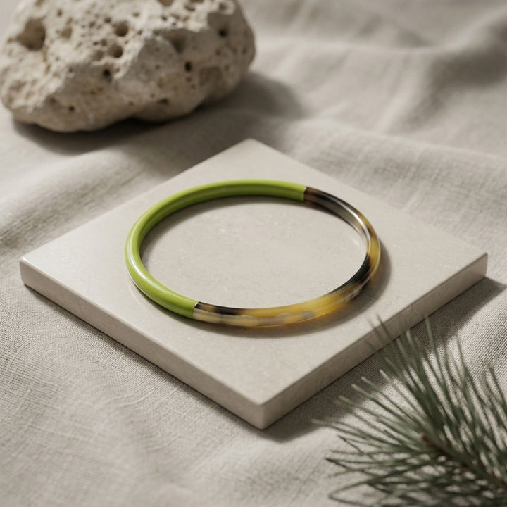 Zuri Lime green and Brown Slim Horn Bangle