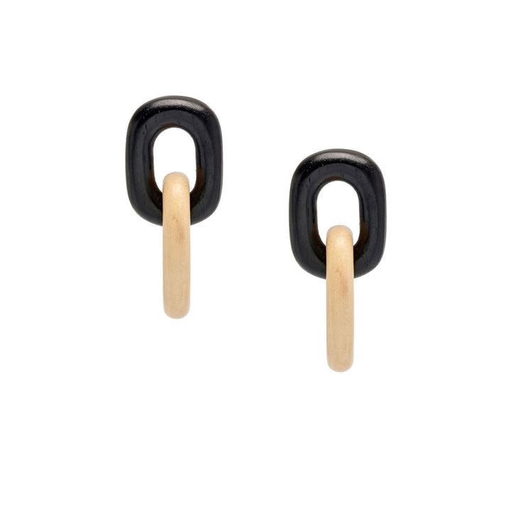 Branch Jewellery - Lien - Black and white oval interlocking link drop earrings set with a sterling silver post
