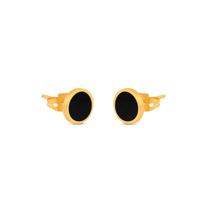 Gold and black enamel stud earring