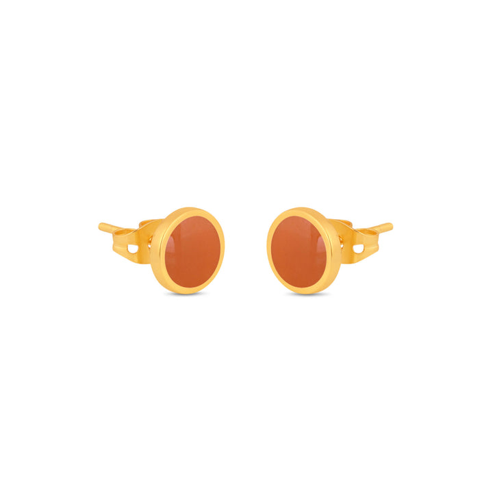 Gold and Orange enamel stud earring
