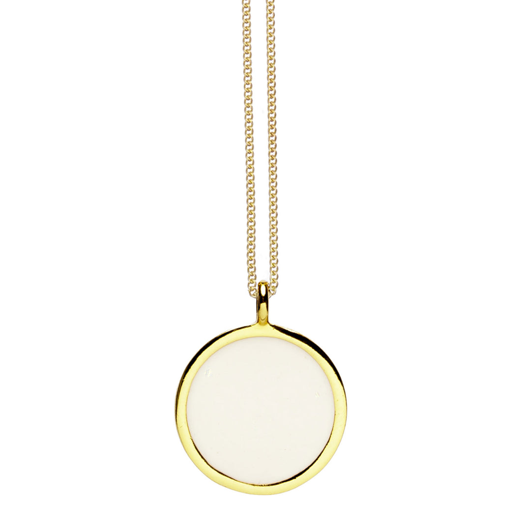 Gold and cream enamel pendant