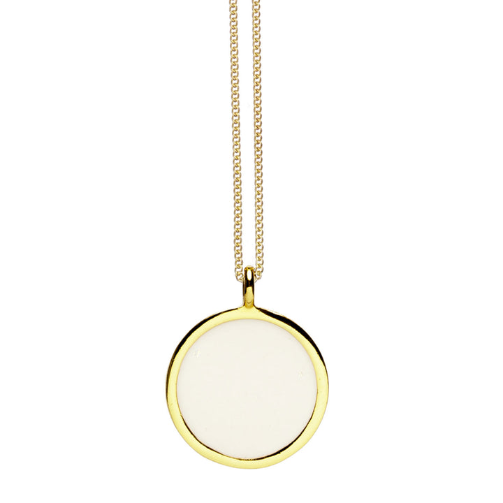 Gold and cream enamel pendant