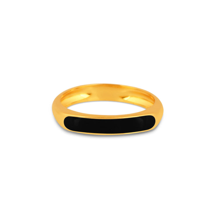 Gold and black enamel slim ring
