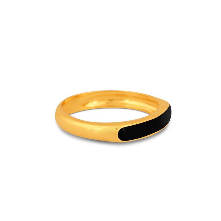 Gold and black enamel slim ring