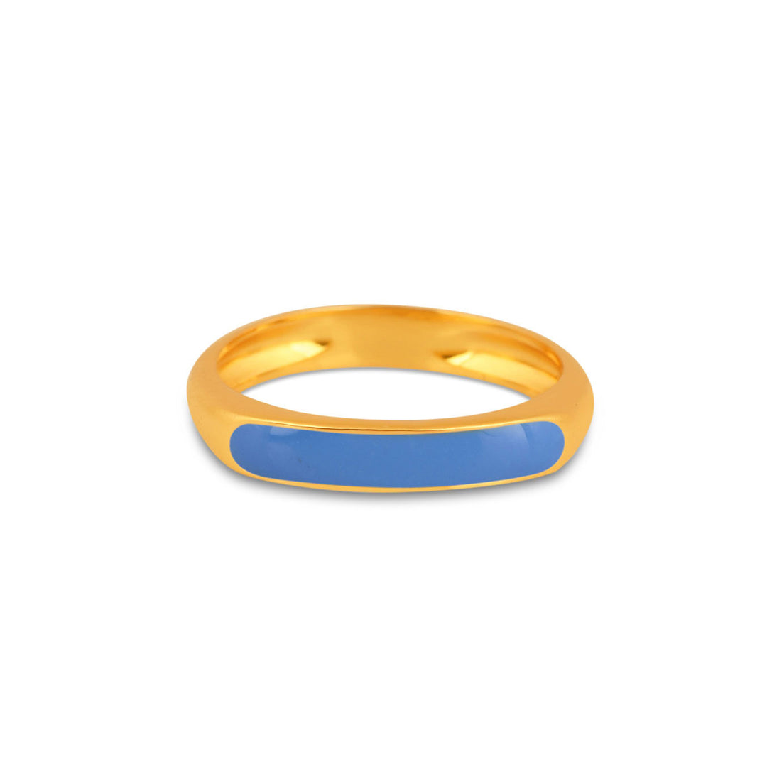 Gold and blue enamel slim ring