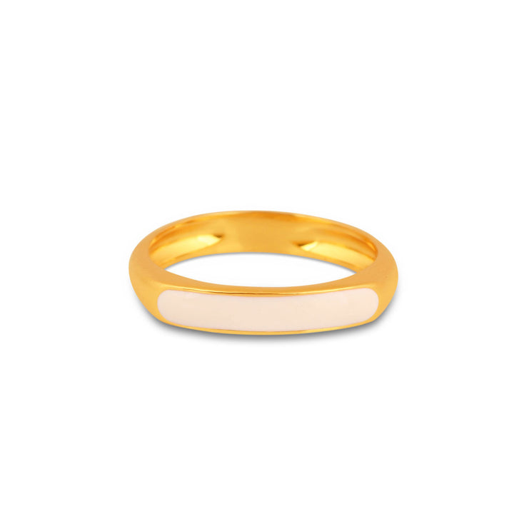 Gold and cream enamel slim ring