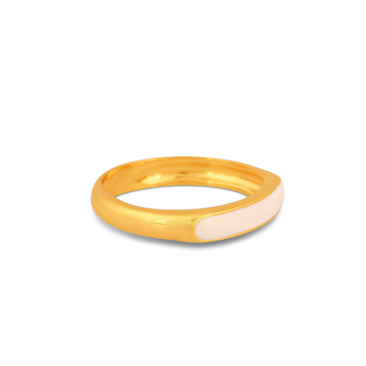 Gold and cream enamel slim ring