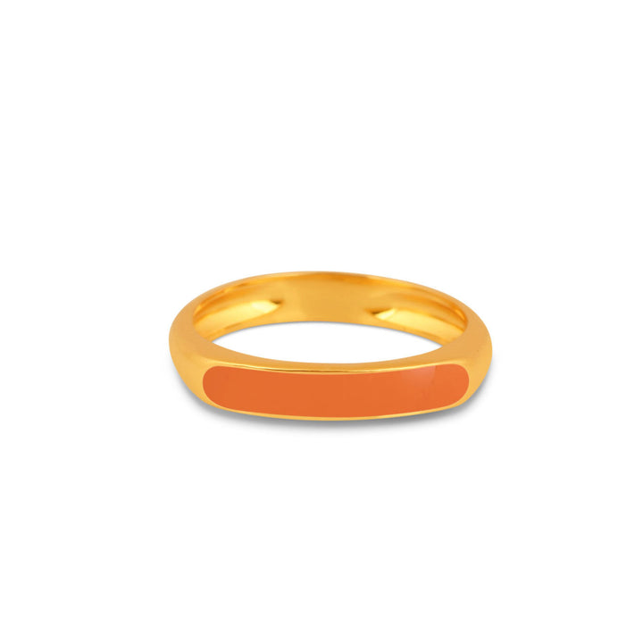 Gold and Orange enamel slim ring