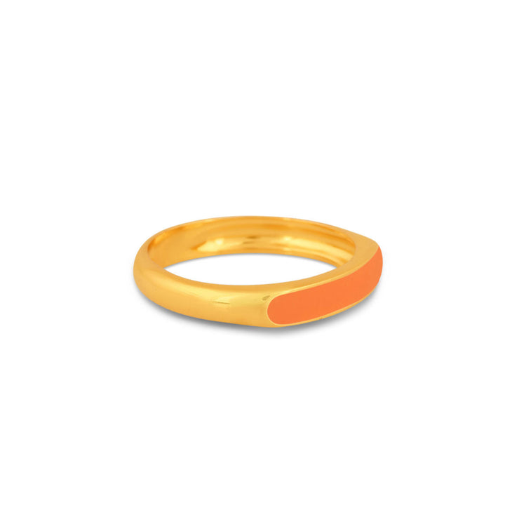 Gold and Orange enamel slim ring