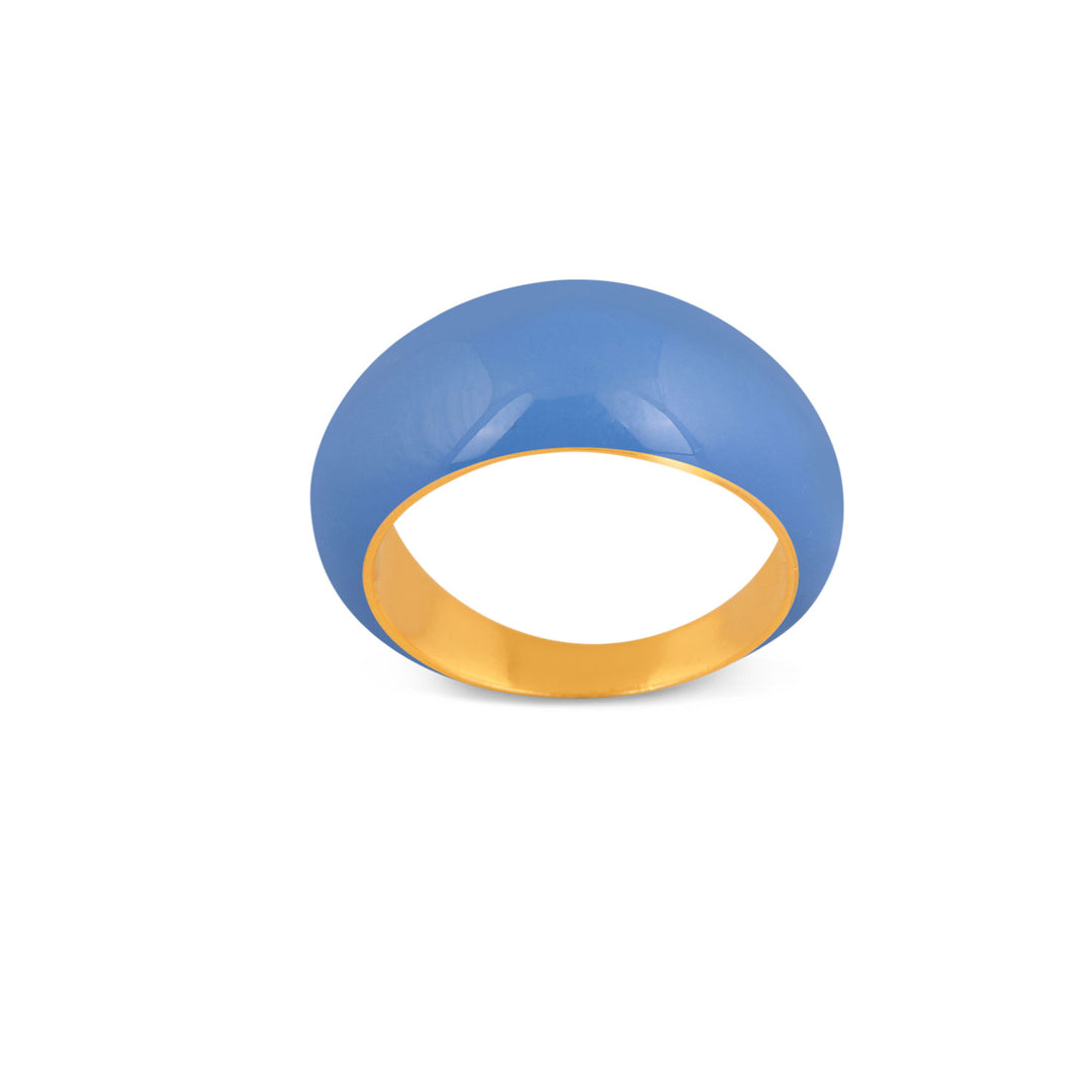 Gold and blue enamel domed ring