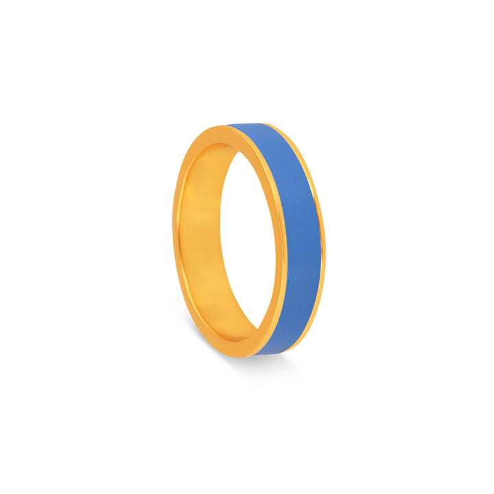 Gold and Blue enamel band ring