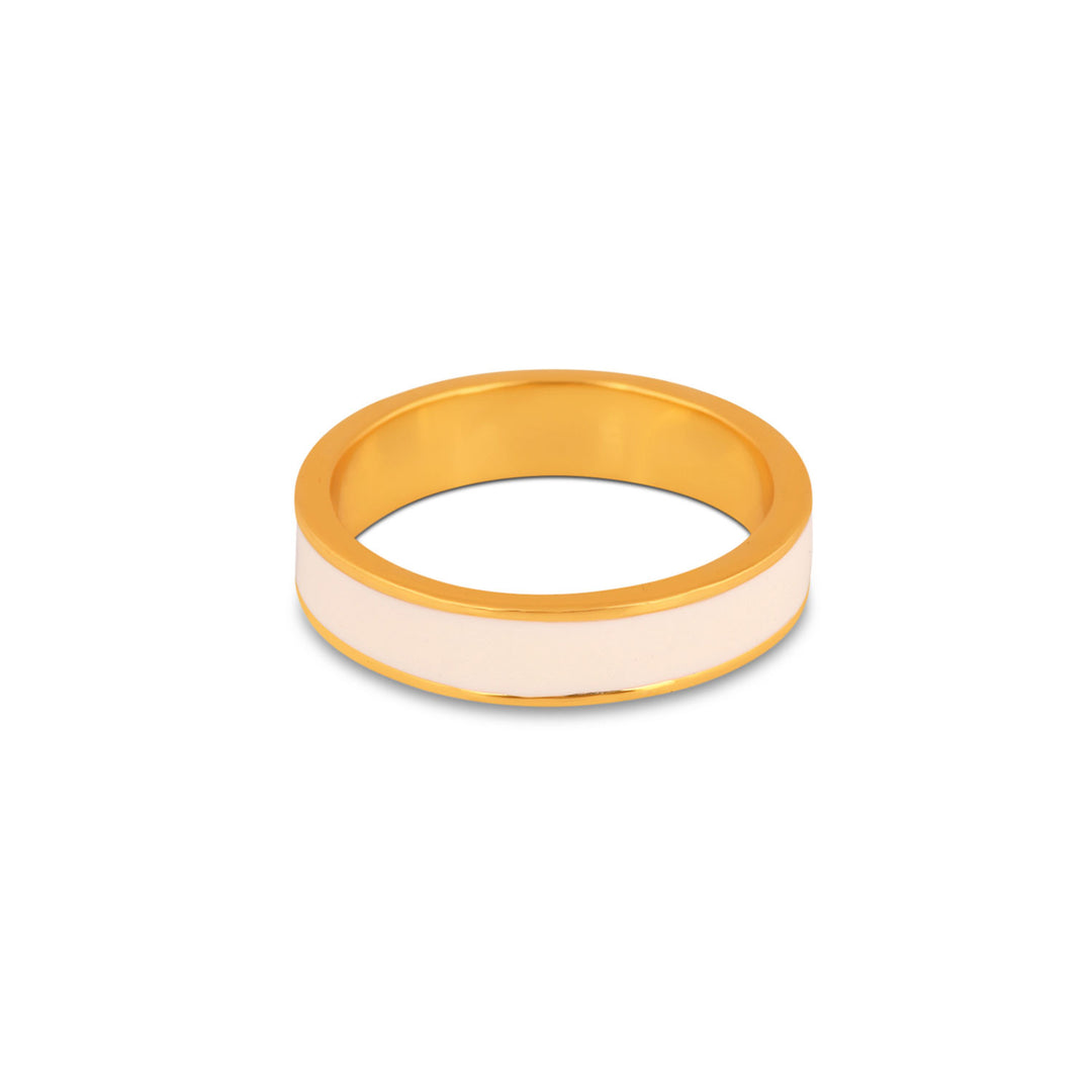 Gold and Cream enamel band ring
