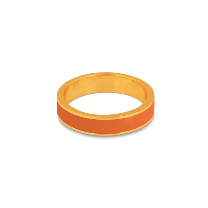 Gold and Orange enamel band ring