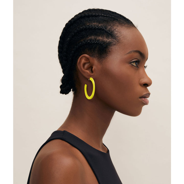 Branch Jewellery - Chartreuse lacquered Classic hoop earring.