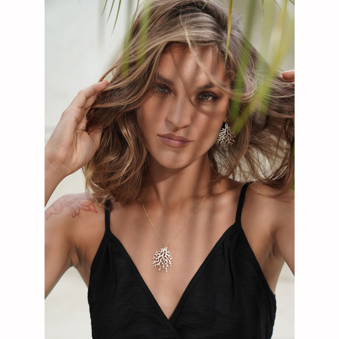 White coral shaped earring - Gold