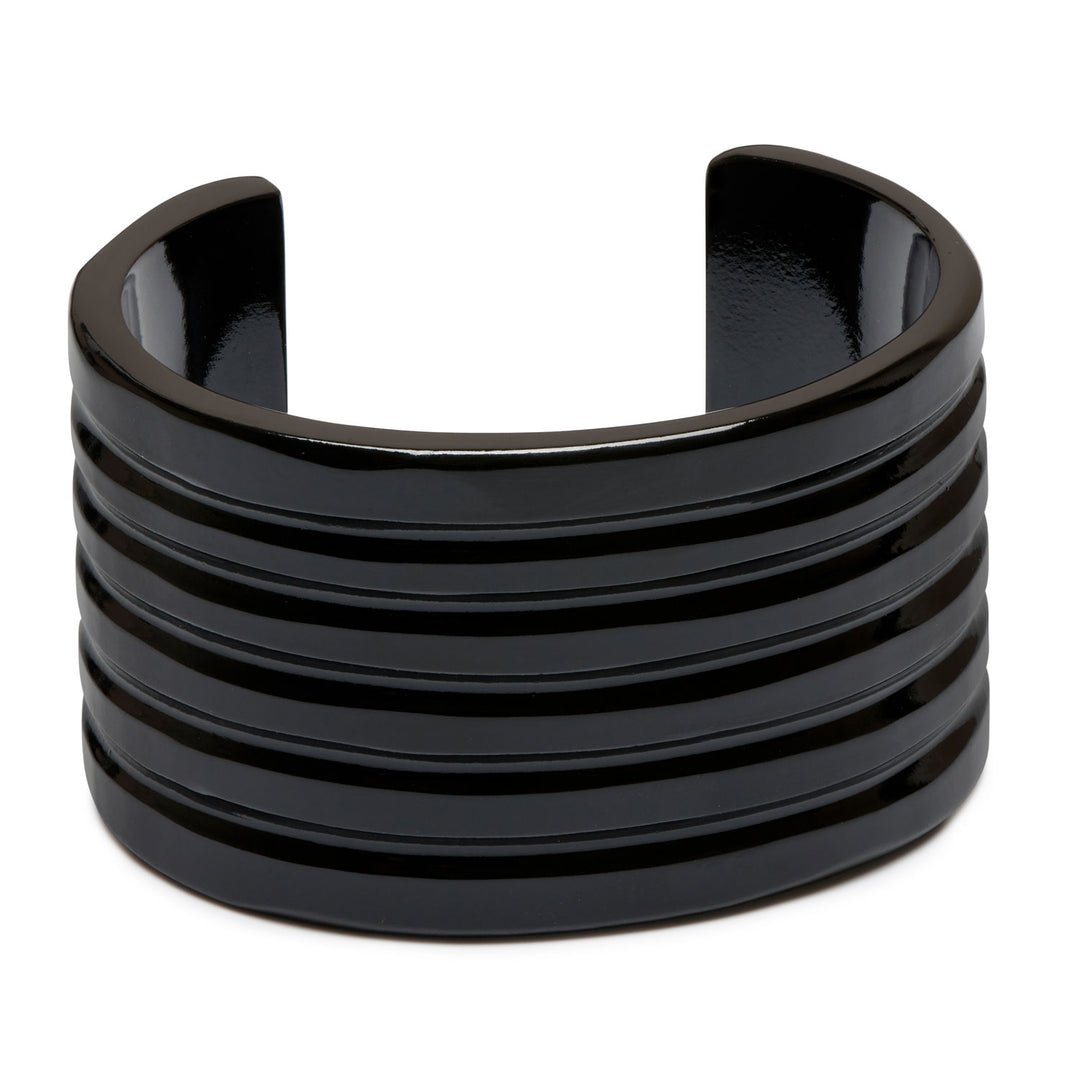 Black lacquered groove horn cuff