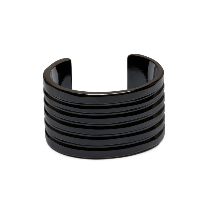 Black lacquered groove horn cuff